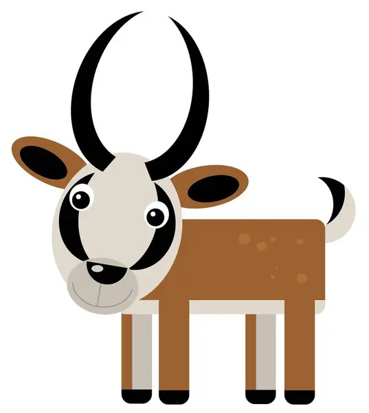 cartoon scene with happy antelope safari isolated illustration for kids