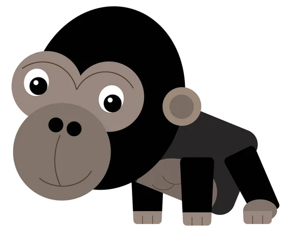 Cartoon Scene Happy Monkey Gorilla Ape White Background Safari Illustration — Stock Photo, Image