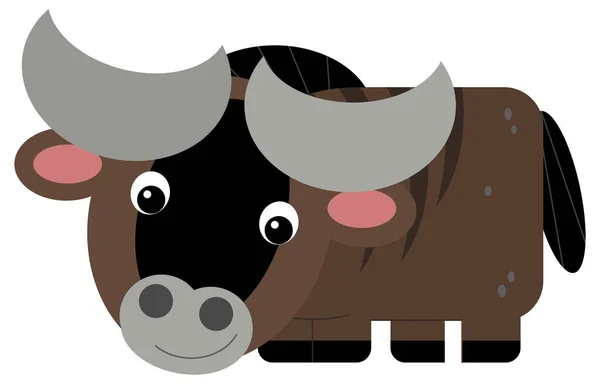 Cartoon Glücklich Safari Tier Fröhlich Gnu Isolierte Illustration Für Kinder — Stockfoto