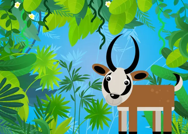 cartoon scene with safari animal antelope illustration for kids