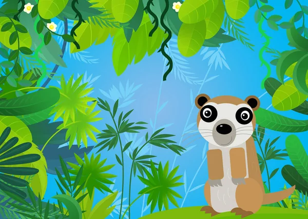 cartoon scene with safari animal meerkat illustration for kids