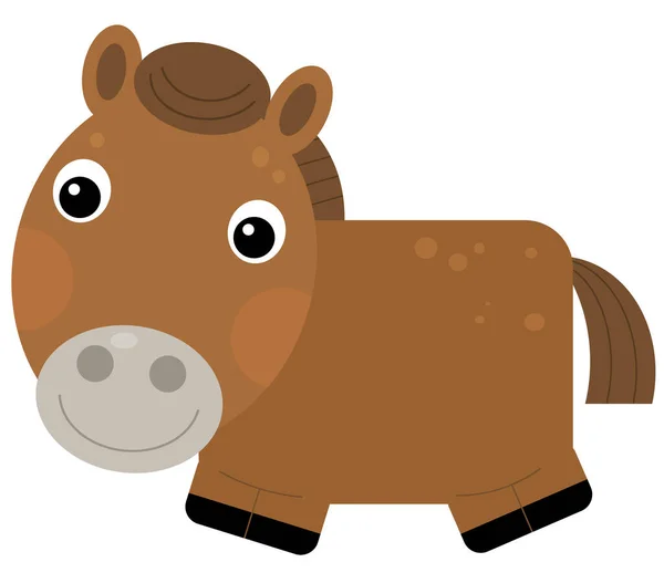 Dibujos Animados Animal Feliz Caballo Semental Pony Aislado Ilustración Para — Foto de Stock