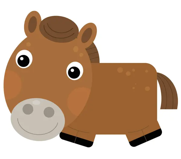 Cartoon happy animal horse stallion pony isolated illustration for kids