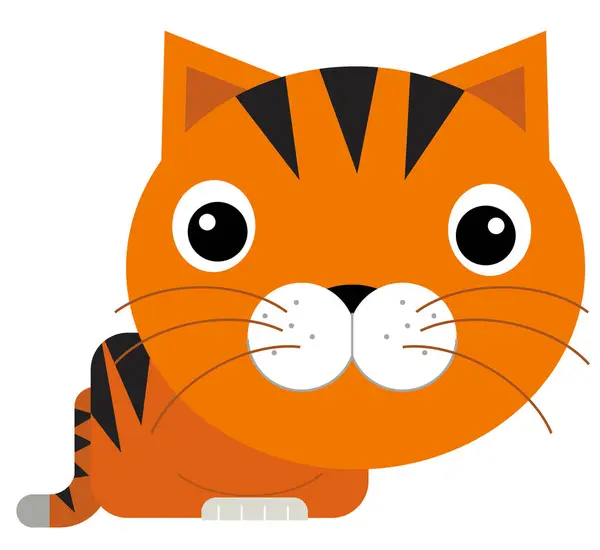 Cartoonszene Mit Glücklicher Katze Die Etwas Macht Das Isoliert Aussieht — Stockfoto