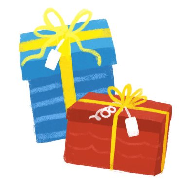 renkli noel hediyeli karikatür sahnesi ya da çocuklar için farklı bayram örnekleri