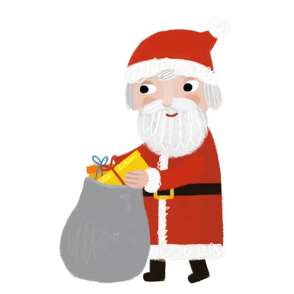 Cartone Animato Scena Felice Natale Con Babbo Natale Con Presenta — Foto Stock