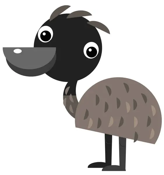 Cartoon Australian Animal Emu White Background Illustration Kids — Stock Photo, Image