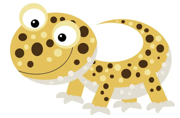 Dibujos Animados Lagarto Feliz Divertido Gecko Buscando Sonriendo Ilustración Aislada —  Fotos de Stock