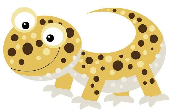 Dibujos Animados Lagarto Feliz Divertido Gecko Buscando Sonriendo Ilustración Aislada —  Fotos de Stock