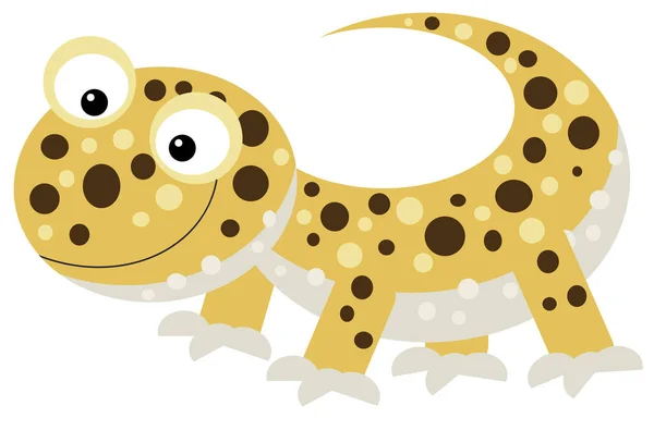 Cartoon Happy Funny Lizard Gecko Looking Smiling Isolated Illustration Kids — Stock Photo, Image