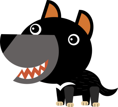 beyaz arka planda çocuklar için hayvan tasmanya canavarı olan Avustralya çizgi filmi sahnesi