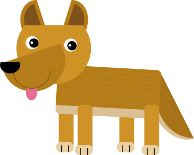 Çocuklar için beyaz arkaplanda hayvan dingosu olan Avustralya çizgi filmi sahnesi