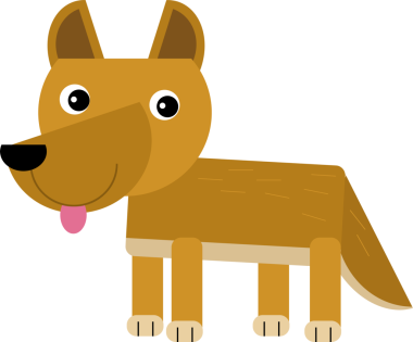 Çocuklar için beyaz arkaplanda hayvan dingosu olan Avustralya çizgi filmi sahnesi