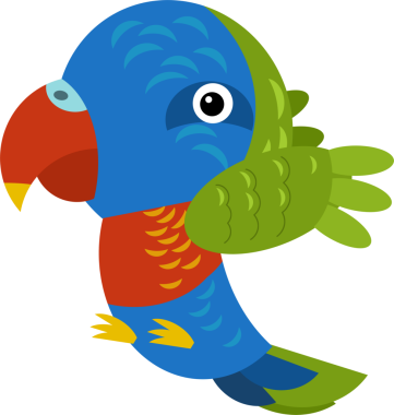 Çocuklar için beyaz arkaplanlı Avustralya hayvan papağanı çizgi filmi.