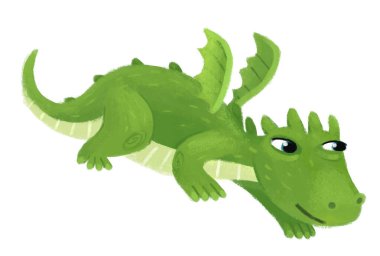 çizgi film mutlu ve komik renkli ejderha ya da dinazor çocuklar için izole edilmiş çizimler