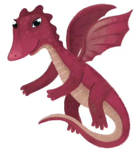 Cartoon Happy Funny Colorful Dragon Dinosaur Isolated Illustration Kids — Stock Photo, Image