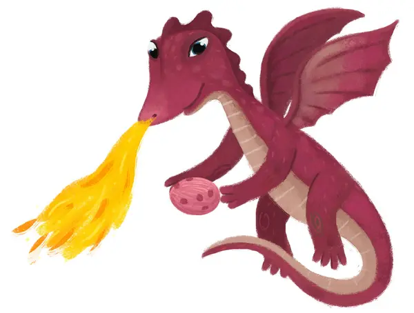 Cartoon Happy Funny Colorful Dragon Dinosaur Isolated Illustration Kids — Stock Photo, Image