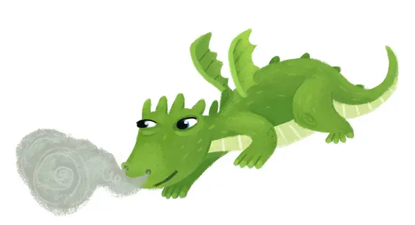 Kreskówka Szczęśliwy Zabawny Kolorowy Smok Lub Dinozaur Izolowane Ilustracja Dla — Zdjęcie stockowe