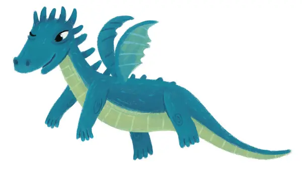 Kreskówka Szczęśliwy Zabawny Kolorowy Smok Lub Dinozaur Izolowane Ilustracja Dla — Zdjęcie stockowe