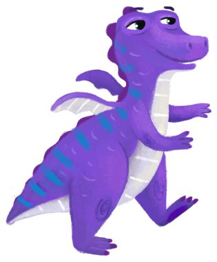 çizgi film mutlu ve komik renkli ortaçağ ejderhası veya dinozor dinosu çocuklar için izole edilmiş bir illüstrasyon