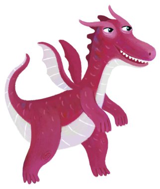 çizgi film mutlu ve komik renkli ortaçağ ejderhası veya dinozor dinosu çocuklar için izole edilmiş bir illüstrasyon