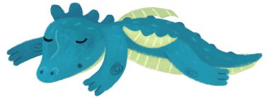 çizgi film mutlu ve komik renkli ortaçağ ejderhası veya dinozor dinosu çocuklar için izole edilmiş bir illüstrasyon