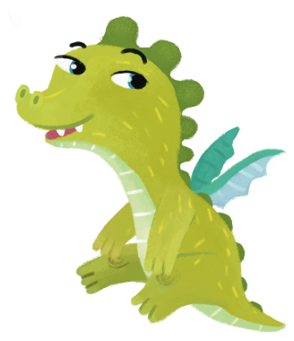 çizgi film mutlu ve komik renkli ortaçağ ejderhası veya dinozor dinosu çocuklar için izole edilmiş bir illüstrasyon