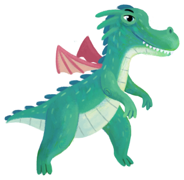 çizgi film mutlu ve komik renkli ortaçağ ejderhası veya dinozor dinosu çocuklar için izole edilmiş bir illüstrasyon