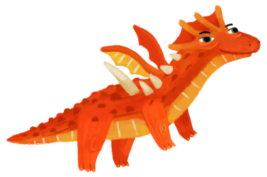 çizgi film mutlu ve komik renkli ortaçağ ejderhası veya dinozor dinosu çocuklar için izole edilmiş bir illüstrasyon