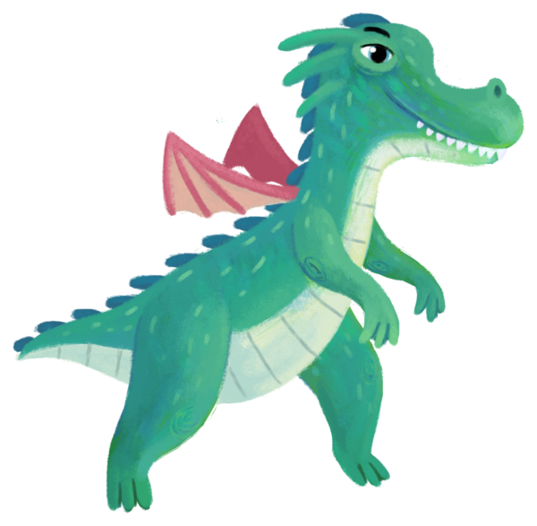 çizgi film mutlu ve komik renkli ortaçağ ejderhası veya dinozor dinosu çocuklar için izole edilmiş bir illüstrasyon