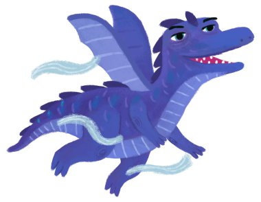 çizgi film mutlu ve komik renkli ortaçağ ejderhası veya dinozor dinosu çocuklar için izole edilmiş bir illüstrasyon