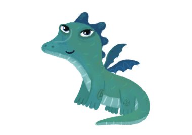 çizgi film mutlu ve komik renkli ortaçağ ejderhası ya da dinozor dinosu çocuklar için izole edilmiş bir illüstrasyon.