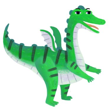 çizgi film mutlu ve komik renkli ortaçağ ejderhası ya da dinozor dinosu çocuklar için izole edilmiş bir illüstrasyon.