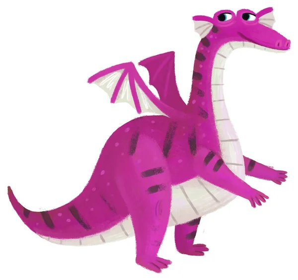 Çizgi Film Mutlu Komik Renkli Ortaçağ Ejderhası Veya Dinozor Dinosu — Stok fotoğraf
