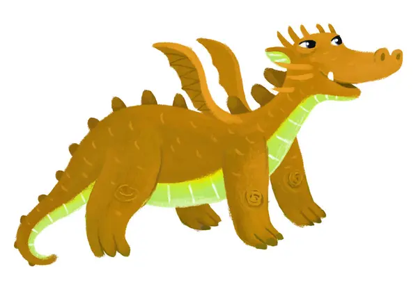 Çizgi Film Mutlu Komik Renkli Ortaçağ Ejderhası Dinozor Dinosu Çocuklar — Stok fotoğraf
