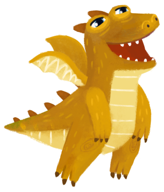 çizgi film mutlu ve komik renkli ortaçağ ejderhası veya dinozor dinosu çocuklar için izole edilmiş bir illüstrasyon