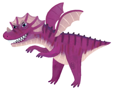 çizgi film mutlu ve komik renkli ortaçağ ejderhası veya dinozor dinosu çocuklar için izole edilmiş bir illüstrasyon