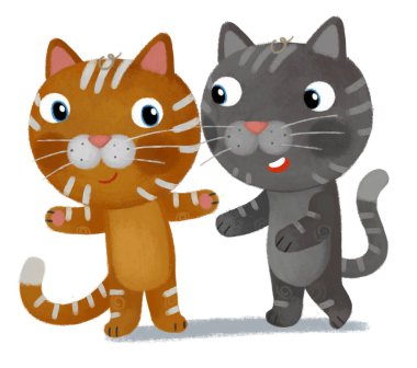cartoon scene with cat friends spending time together having fun illustration for kids clipart