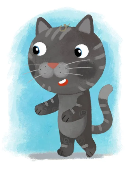 Adegan Kartun Dengan Anak Kucing Muda Bersenang Senang Bermain Sesuatu — Stok Foto