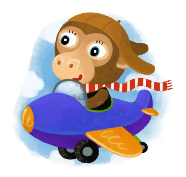 cartoon scene with wild animal monkey ape doing things like human on white background illustration for kids
