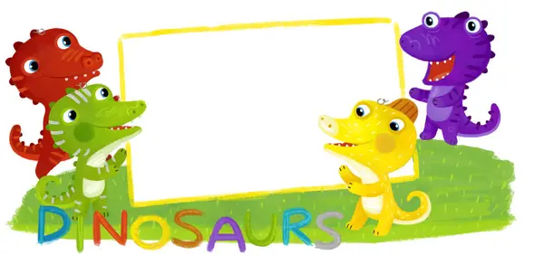 Scène Dessin Animé Avec Des Dinosaures Dino Des Dragons Amis — Photo