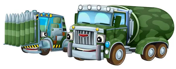 Cartoon Scene Met Twee Militaire Leger Auto Voertuigen Thema Geïsoleerde Stockafbeelding