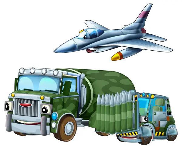 Escena Dibujos Animados Con Dos Vehículos Militares Del Ejército Cisterna Imágenes De Stock Sin Royalties Gratis