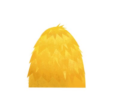 Çizgi film sahnesi, saman yığını doğa hasadı çocuklar için izole edilmiş arka plan çizimi