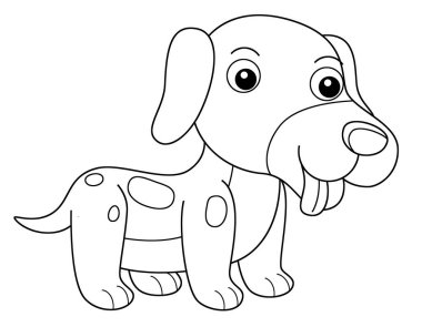 Çiftlik köpeği evcil hayvan koşusunun olduğu çizgi film sahnesi çocuklar için izole edilmiş arka plan çizimleri