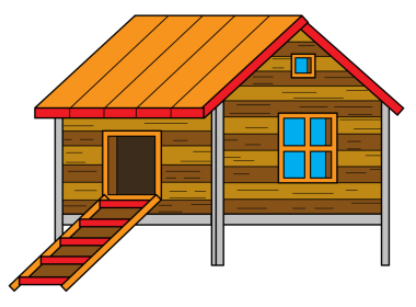 Çiftlik tavuğu kümesi boyama sayfası olan çizgi film sahnesi çocuklar için izole edilmiş arkaplan çizimi