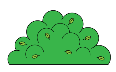 Bahçe parkı elementli karikatür sahnesi çalı doğa eskiz defteri çocuklar için izole edilmiş arkaplan çizimi