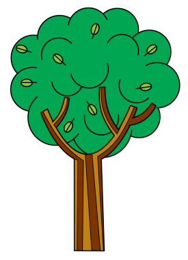 Orman ağacı çiftlik boyama sayfası olan karikatür sahnesi çocuklar için izole edilmiş arka plan çizimi