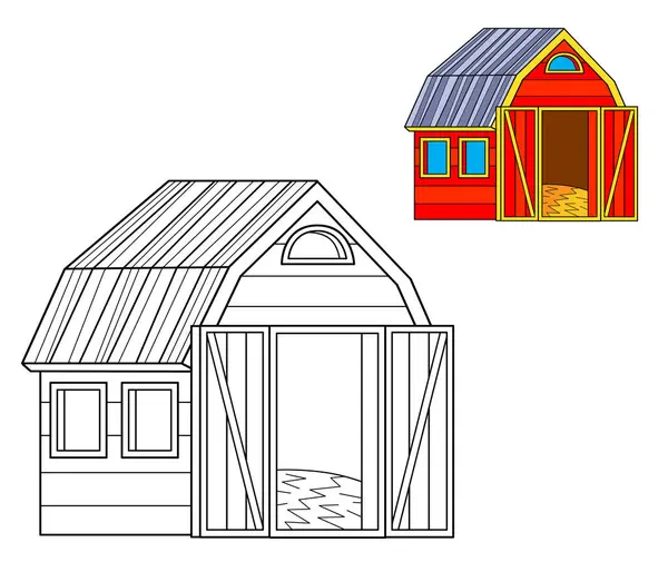 Cartoon Scene Farm Ranch Barn Coloring Page Drawing Isolated Background Ліцензійні Стокові Фото