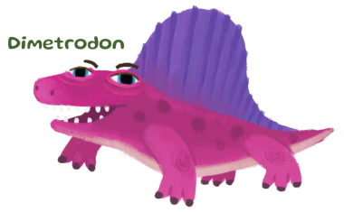 çizgi film mutlu ve komik renkli tarih öncesi dinozor dimetrodon çocuklar için izole edilmiş.